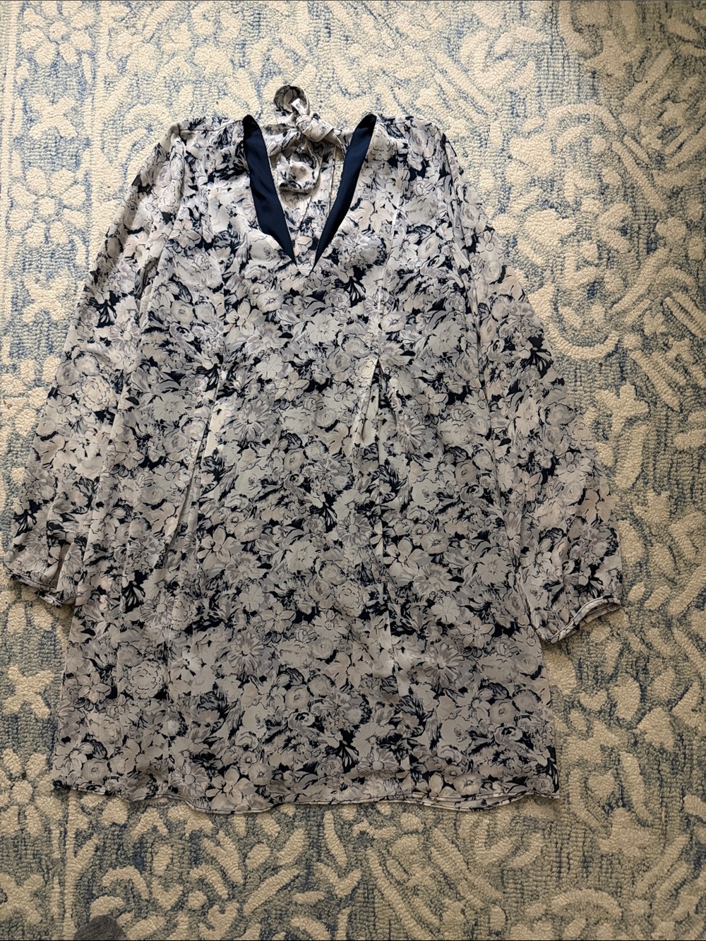 BCBGeneration Navy & White Floral V-Neck dress